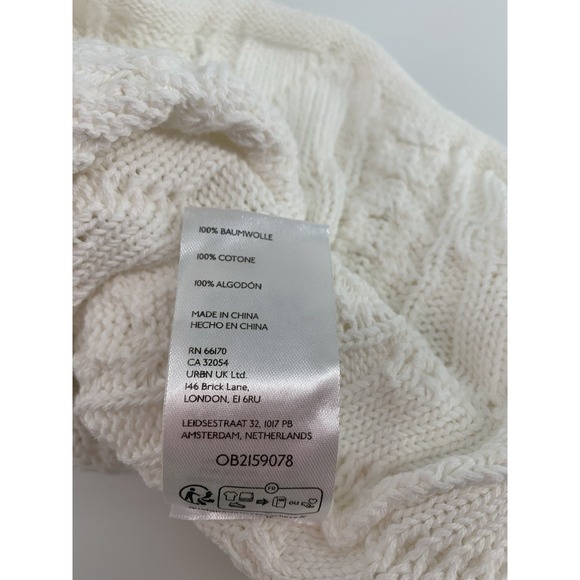 Free People Sweater Womens Small White Washed Ashore Cable Knit Crop NEW - Picture 6 of 11